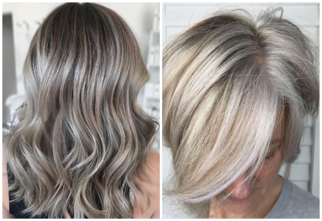 cheveux blancs balayage